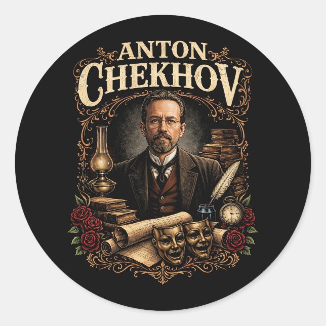 Anton Chekhov Classic Round Sticker (Front)