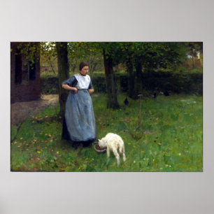 Anton Mauve Woman from Laren with lamb Poster