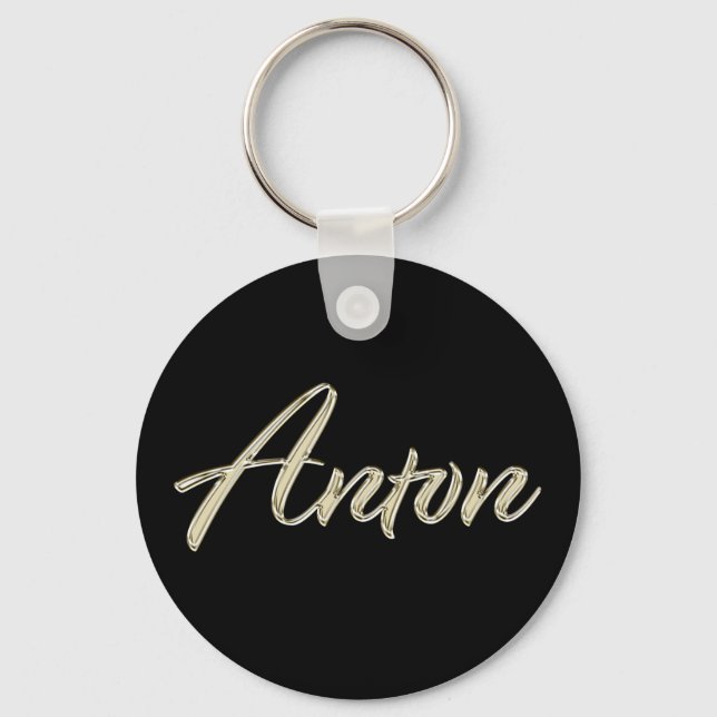 Anton Name whitegold Button Schlüsselanhänger Key Ring (Front)