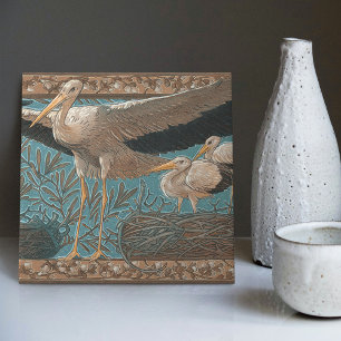 Anton Seder's Tender Storks Art Nouveau Wall Ceramic Tile