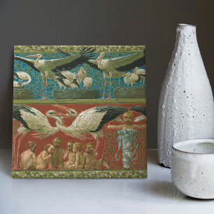 Anton Seder's Tender Storks Art Nouveau Wall Ceramic Tile