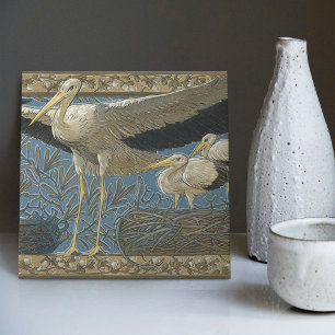 Anton Seder's Tender Storks Art Nouveau Wall Ceramic Tile