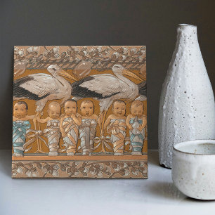 Anton Seder's Tender Storks Art Nouveau Wall Ceramic Tile