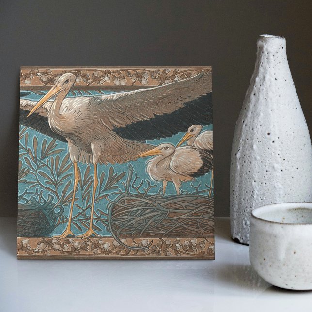 Anton Seder's Tender Storks Art Nouveau Wall Ceramic Tile (Creator Uploaded)