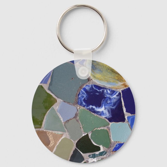 Antoni Gaudi Blue Mosaics Key Ring (Front)