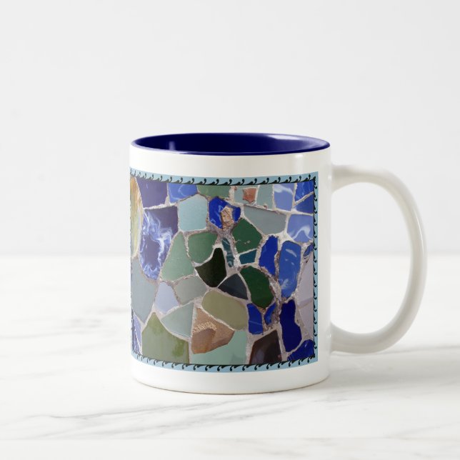 Antoni Gaudi Blue Mosaics Two-Tone Coffee Mug (Right)