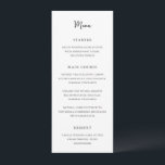 Antonia Black and White Elegant Wedding Menu<br><div class="desc">Elegant wedding menus featuring a simple design with script and serif fonts.</div>