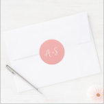 Antonia Coral Pink Elegant Wedding Classic Round Sticker<br><div class="desc">Elegant wedding stickers featuring a simple design with your monogram in a script font.</div>