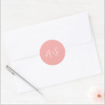 Antonia Coral Pink Elegant Wedding Classic Round Sticker<br><div class="desc">Elegant wedding stickers featuring a simple design with your monogram in a script font.</div>
