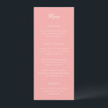 Antonia Coral Pink Elegant Wedding Menu<br><div class="desc">Elegant wedding menus featuring a simple design with script and serif fonts.</div>