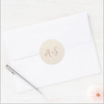 Antonia Earthy Neutrals Elegant Wedding Classic Round Sticker<br><div class="desc">Elegant wedding stickers featuring a simple design with your monogram in a script font.</div>