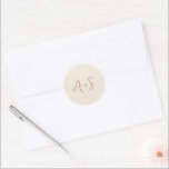 Antonia Earthy Neutrals Elegant Wedding Classic Round Sticker<br><div class="desc">Elegant wedding stickers featuring a simple design with your monogram in a script font.</div>