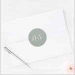 Antonia Sage Green Elegant Wedding Classic Round Sticker<br><div class="desc">Elegant wedding stickers featuring a simple design with your monogram in a script font.</div>