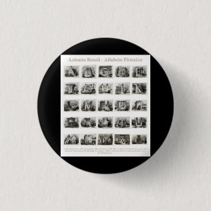 Antonio Basoli Alfabetto Pittorico Full Info Set 3 Cm Round Badge