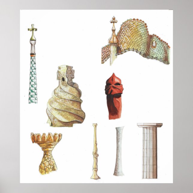 Antonio Gaudi. Barcelona. Spain. Architectural Poster (Front)