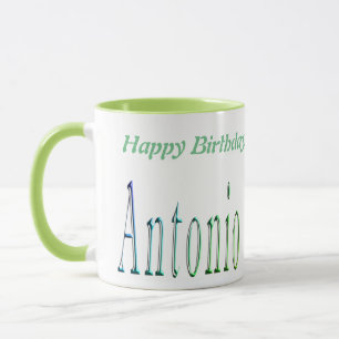 Antonio, Happy Birthday Logo, Green Combo  Mug