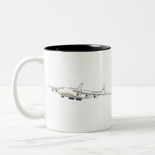 Antonov 225 Mryia Ukraine Jumbo Jet Cargo Aeroplan Two-Tone Coffee Mug (Left)