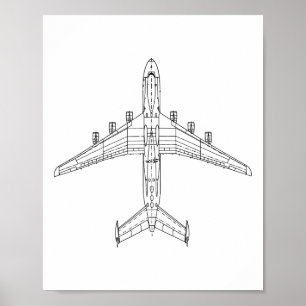 Antonov An-225 Aircraft 1980's Ukraine Cargo Plane Poster