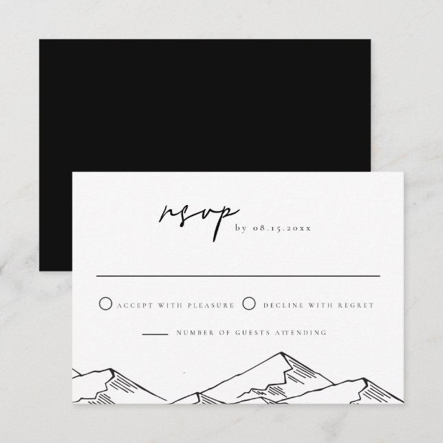 ANTORA Modern Mountain Sketch RSVP Postcard (Front/Back)