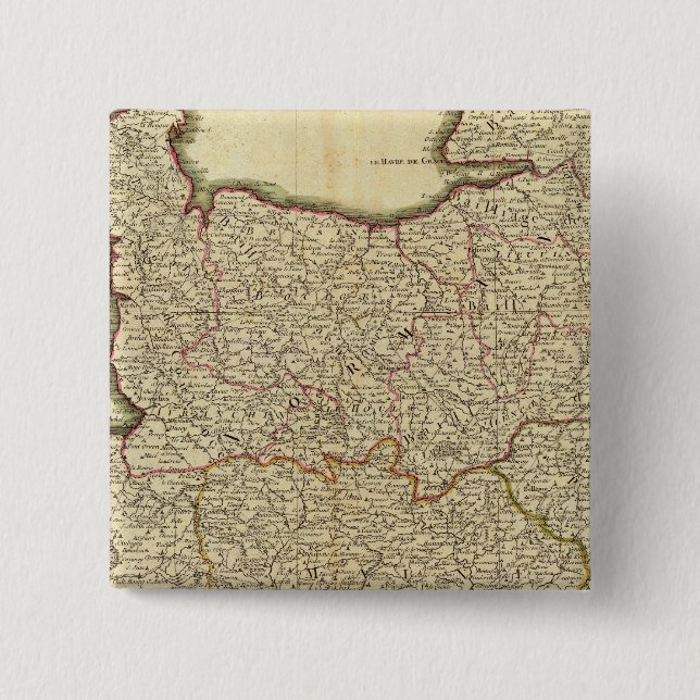Antque Map of France 15 Cm Square Badge (Front)