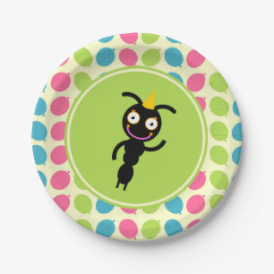 Ants and balloons kids birthday party paper plate