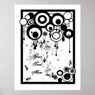 Ants & Circles - Black & White Poster