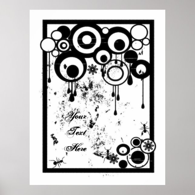 Ants & Circles - Black & White Poster (Front)