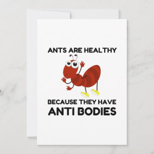 ANTS HEALTHY ANTI BODIES JOKE CARTOON THANK YOU CARD