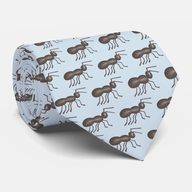 Ants Marching Picnic Ant Black Blue Insect Print Tie (Rolled)