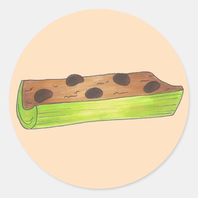 Ants on a Log Celery Peanut Butter Raisins Foodie Classic Round Sticker (Front)