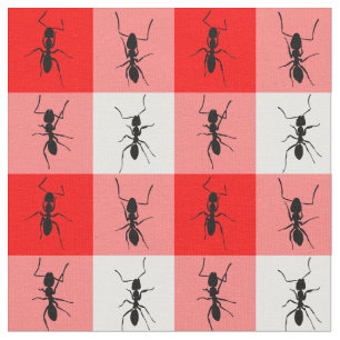Ants picnic blanket red white checks fabric