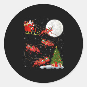 Ants Santa Sleigh Flying Funny Magical Christmas T Classic Round Sticker
