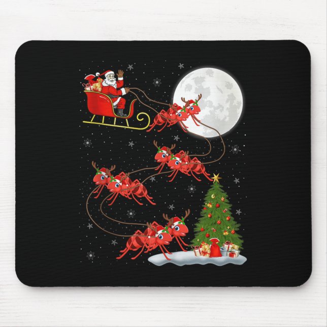 Ants Santa Sleigh Flying Funny Magical Christmas T Mouse Pad (Front)