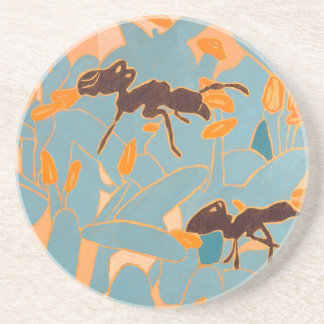 Ants with Blue flowers Autralian Flora Coaster