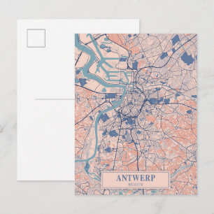 Antwerp Belgium Breezy City Map Travel Postcard