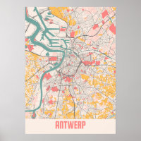 Antwerp - Belgium Chalk City Map