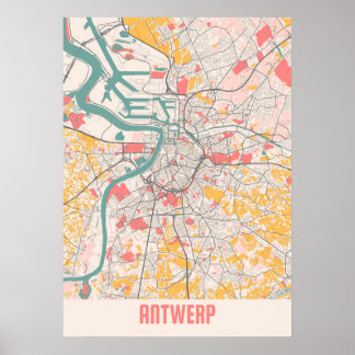 Antwerp - Belgium Chalk City Map Poster