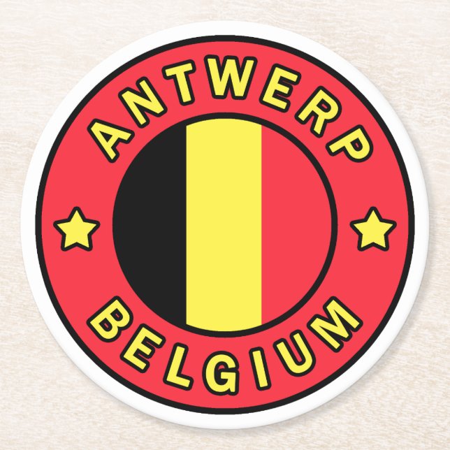 Antwerp Belgium Round Paper Coaster (Front)