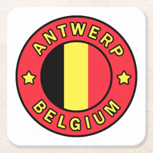 Antwerp Belgium Square Paper Coaster