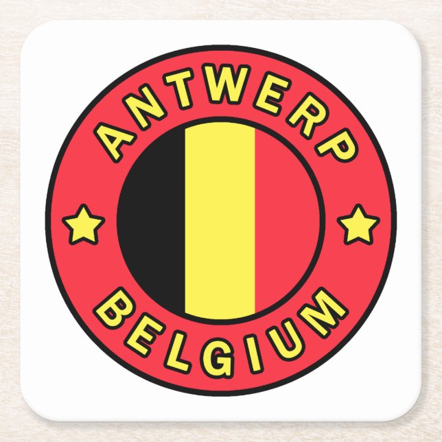 Antwerp Belgium Square Paper Coaster (Front)