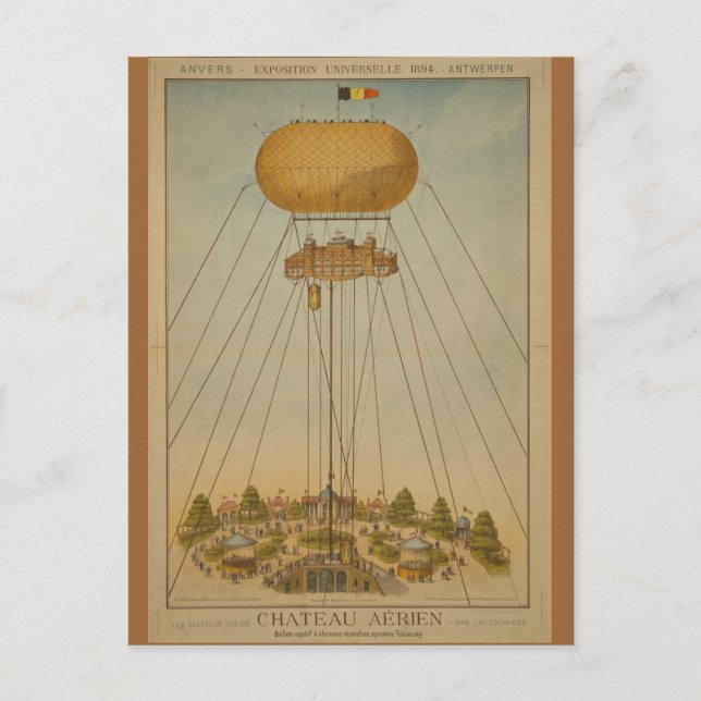 Antwerp Expo 1894 Air Castle Balloon Postcard (Front)