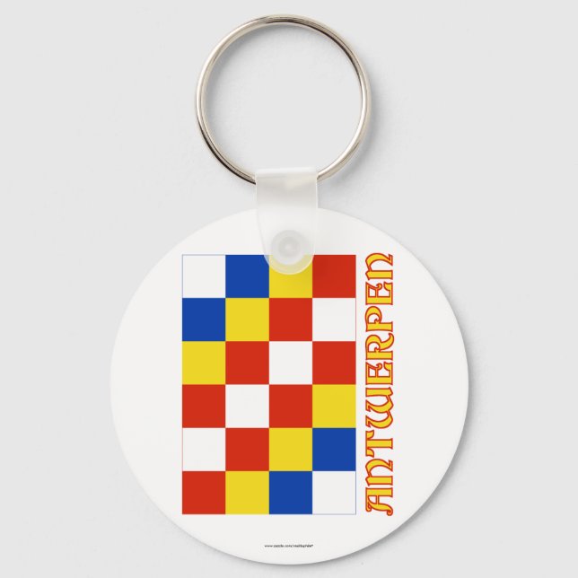 Antwerp Flag with Name Key Ring (Front)