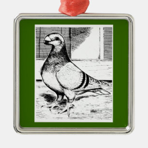 Antwerp Long Faced Pigeon 1980 Metal Ornament