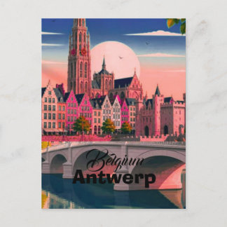 Antwerp Poster Belgium Travel Print Vintage Wall A Postcard
