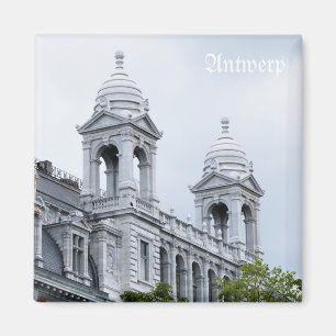 Antwerp railway station in grey day magnet