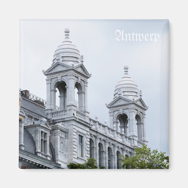 Antwerp railway station in grey day magnet (Front)