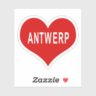 ANTWERP Red Love Heart Vinyl Sticker