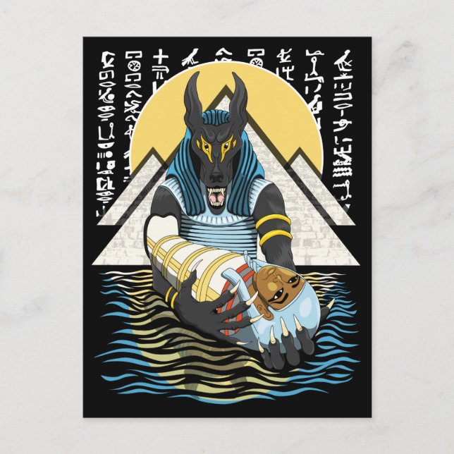 Anubis Ancient Egyptian God Illustration Postcard (Front)