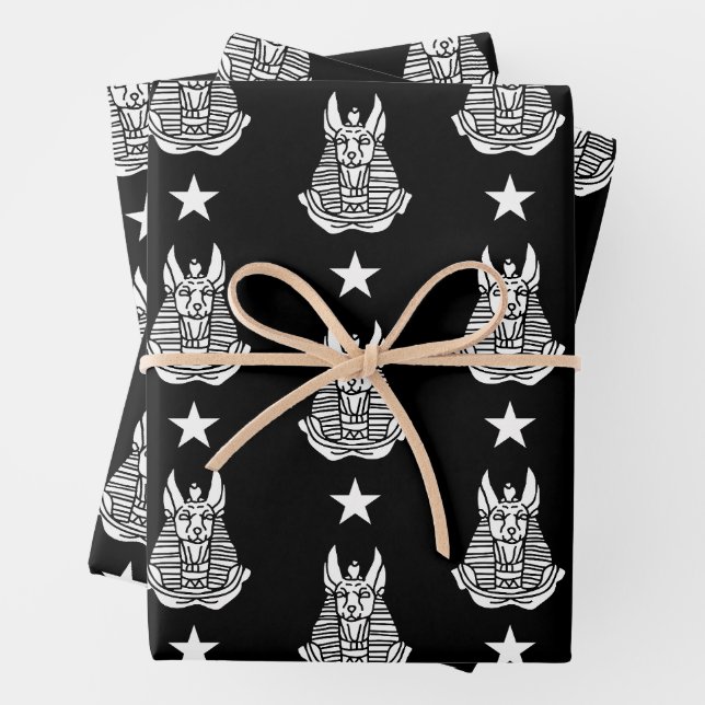 Anubis Ancient Egyptian Wrapping Paper Sheets (In situ)