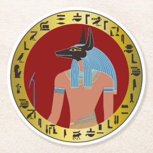 Anubis, Egyptian God Round Paper Coaster